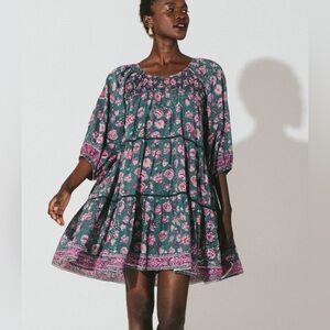 Cleobella Jessa Women's S Green Floral Bohemian Dress .  602